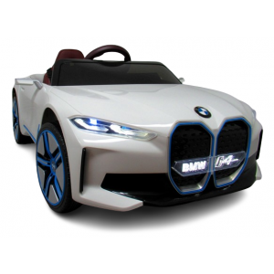 Masinuta electrica cu telecomanda, roti din spuma EVA, scaun din piele ecologica, varsta 1-5 ani, BMW I4 - Alb [1]