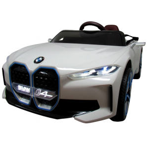 Masinute si motociclete electrice - Masinuta electrica cu telecomanda, roti din spuma EVA, scaun din piele ecologica, varsta 1-5 ani, BMW I4 - Alb
