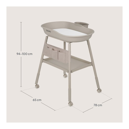 Masuta de infasat, Lionelo, Rosie, Cu saltea de infasat inclusa si roti, Spatiu pentru depozitare, Reglabila pe inaltime, Sustine 11 kg, 65x78x100 cm, 0 luni+, Bej [14]