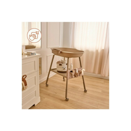 Masuta de infasat, Lionelo, Rosie, Cu saltea de infasat inclusa si roti, Spatiu pentru depozitare, Reglabila pe inaltime, Sustine 11 kg, 65x78x100 cm, 0 luni+, Bej [6]