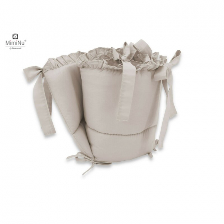 MimiNu - Lenjerie patut 3 piese, cu volanase, cu protectie laterala, din bumbac, pentru patut 120x60 cm, Colectia Royal, Beige [2]