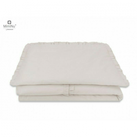 MimiNu - Set lenjerie patut 5 piese, cu volanase, cu pilota si perna, din bumbac, pentru patut 120x60 cm, Colectia Royal, Beige [4]