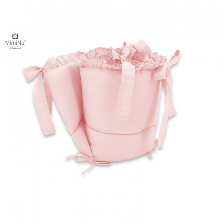 MimiNu - Set lenjerie patut 5 piese, cu volanase, cu pilota si perna, din bumbac, pentru patut 120x60 cm, Colectia Royal, Powder Pink [4]