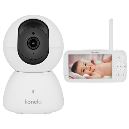 Interfoane bebelusi - Monitor video pentru bebelusi, Lionelo, Babyline 8.4, Ecran tactil 5 inch, Camera Full HD 1080, WiFi Dual-Band, Vedere nocturna IR, Detectare plans, miscare, sunet, Comunicare bidirectionala, 8 cantec