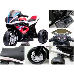 Motocicleta electrica pentru copii BMW HP4, 84x55x42 cm, varsta 2-5 ani, roti si scaun din plastic, putere 60W - Rosu [4]