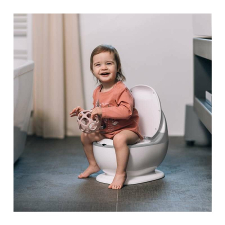 Olita educativa, FreeON, Trainer, Minitoaleta, cu spatiu pentru hartie/servetele, cu sunet realist de tras apa, Pana la 25 kg, 3 ani+, White/Grey [8]