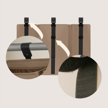 Organizator multifunctional, Lionelo, Sidepocket L, 58x11x58 cm, 3 parti independente cu multiple buzunare, Universal, Constructie ranforsata, Bej [14]