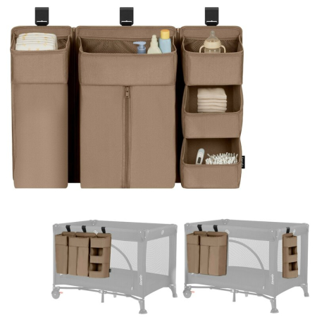 Organizator multifunctional, Lionelo, Sidepocket L, 58x11x58 cm, 3 parti independente cu multiple buzunare, Universal, Constructie ranforsata, Bej [10]