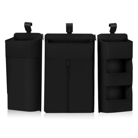 Organizator multifunctional, Lionelo, Sidepocket L, 58x11x58 cm, 3 parti independente cu multiple buzunare, Universal, Constructie ranforsata, Negru [8]