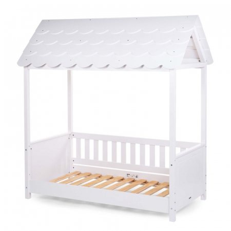 Pat Casuta Childhome cu protectii laterale 70x140 cm Lemn Alb [1]