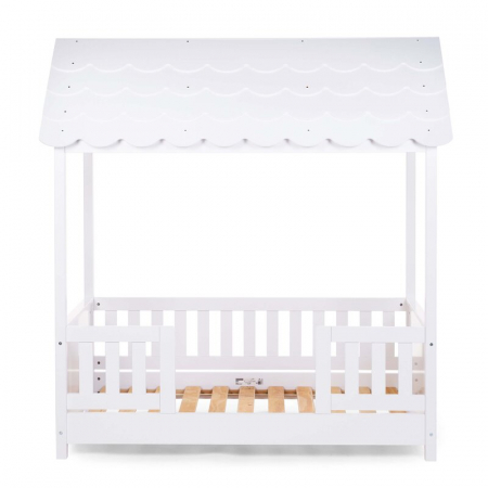 Pat Casuta Childhome cu protectii laterale 70x140 cm Lemn Alb [2]