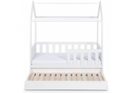 Pat tineret casuta Klups Liv Alb 160x80 cu sertar [4]