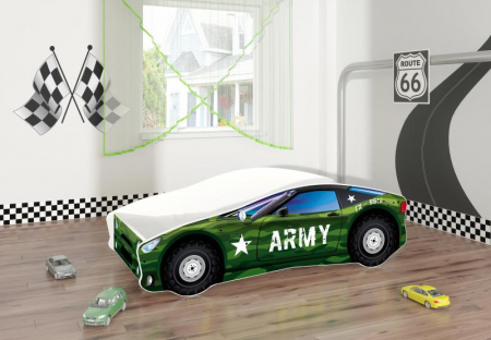 Patuturi lemn 140 x 70 cm - Pat Tineret MyKids Race Car 07 Army-140x70