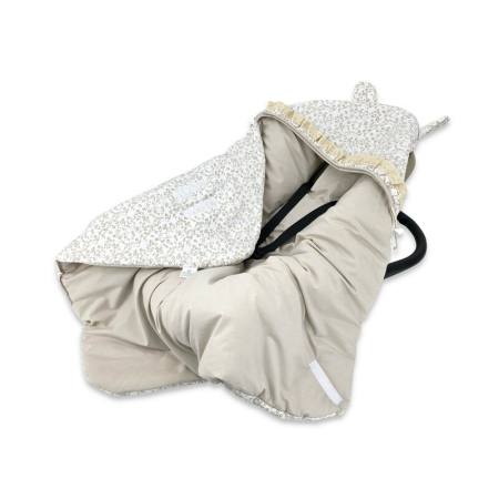 Carucioare copii - Paturica calduroasa, MimiNu, Premium, pentru scoica, scaun auto/carucior, cu volanas si dantela, Dimensiune 90x90 cm, din Bumbac, Meadow
