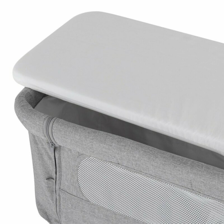 Patut co-sleeper 2 in 1, Feedo, Pliabil, Reglabil in 5 pozitii, Cu laterala detasabila, Cu roti, Greutate maxima suportata 9 kg, 0-5 luni, Gri [3]