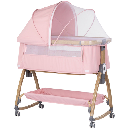 Patuturi copii - Patut co-sleeper Chipolino Charisma cu laterala culisanta powder pink wood