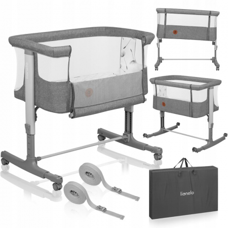 Patut co-sleeper Lionelo Aurora 3 in 1 cu leganare si setare unghiulara cu saltea cu densitate T25 si geanta transport [1]