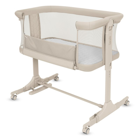 Patut co-sleeper, Lionelo, Pari, Multifunctional, Cu leganare, Reglabil in 6 pozitii pe inaltime, Saltea cu densitate T25, Geanta transport, 84x48x70-80 cm, Bej [4]