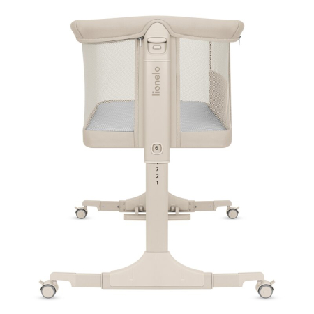 Patut co-sleeper, Lionelo, Pari, Multifunctional, Cu leganare, Reglabil in 6 pozitii pe inaltime, Saltea cu densitate T25, Geanta transport, 84x48x70-80 cm, Bej [9]