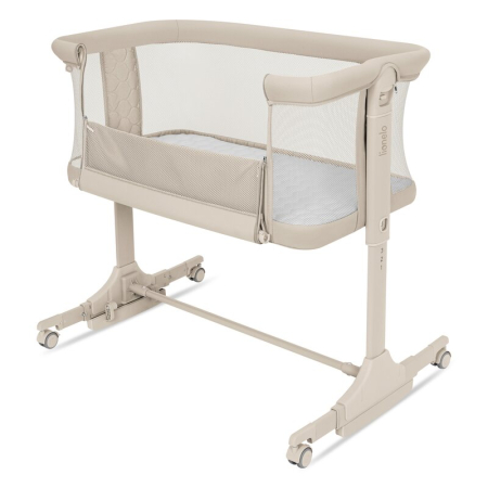 Patut co-sleeper, Lionelo, Pari, Multifunctional, Cu leganare, Reglabil in 6 pozitii pe inaltime, Saltea cu densitate T25, Geanta transport, 84x48x70-80 cm, Bej [5]