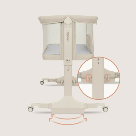 Patut co-sleeper, Lionelo, Pari, Multifunctional, Cu leganare, Reglabil in 6 pozitii pe inaltime, Saltea cu densitate T25, Geanta transport, 84x48x70-80 cm, Bej [19]