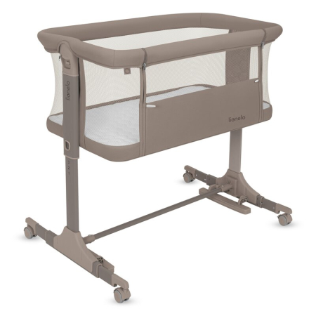 Patut co-sleeper, Lionelo, Pari, Multifunctional, Cu leganare, Reglabil in 6 pozitii pe inaltime, Saltea cu densitate T25, Geanta transport, 84x48x70-80 cm, Taupe [6]