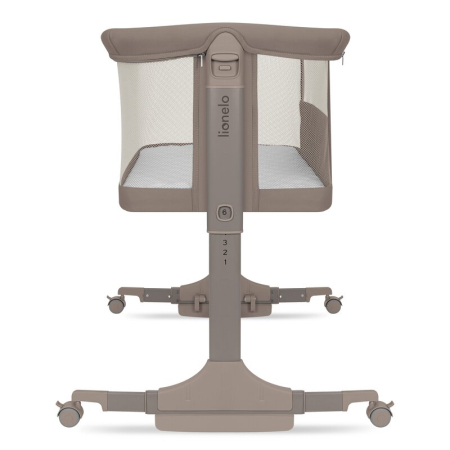 Patut co-sleeper, Lionelo, Pari, Multifunctional, Cu leganare, Reglabil in 6 pozitii pe inaltime, Saltea cu densitate T25, Geanta transport, 84x48x70-80 cm, Taupe [10]