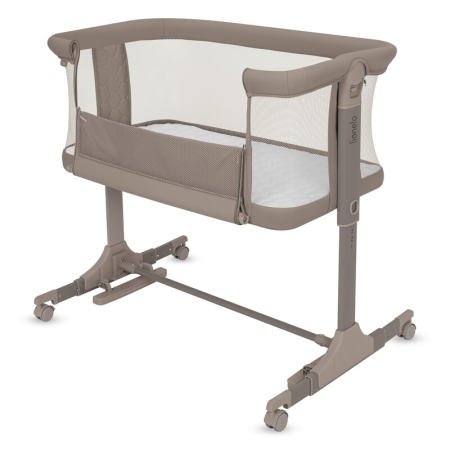 Patut co-sleeper, Lionelo, Pari, Multifunctional, Cu leganare, Reglabil in 6 pozitii pe inaltime, Saltea cu densitate T25, Geanta transport, 84x48x70-80 cm, Taupe [4]