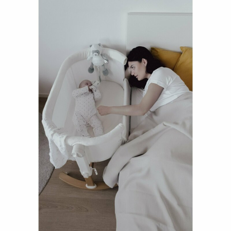 Patut co-sleeper, Petite&Mars, Glory, 2 in 1, Cu leganare, Cu ajustare pe inaltime in 5 pozitii, Cu saltea, Pliabil, Geanta de transport inclusa,0 luni+, Greutate suportata: 9 kg, Bej [1]