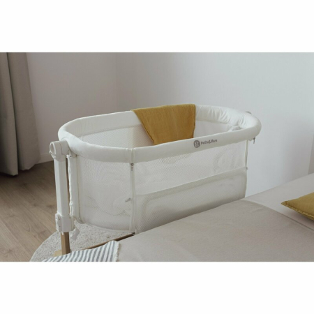 Patut co-sleeper, Petite&Mars, Glory, 2 in 1, Cu leganare, Cu ajustare pe inaltime in 5 pozitii, Cu saltea, Pliabil, Geanta de transport inclusa,0 luni+, Greutate suportata: 9 kg, Bej [2]