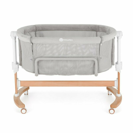 Camera copilului - Patut co-sleeper, Petite&Mars, Glory, 2 in 1, Cu leganare, Cu ajustare pe inaltime in 5 pozitii, Cu saltea, Pliabil, Geanta de transport inclusa,0 luni+, Greutate suportata: 9 kg, Bej