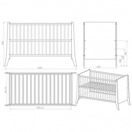 Patut copii din lemn Hubners Cosmo 120x60 cm alb [2]