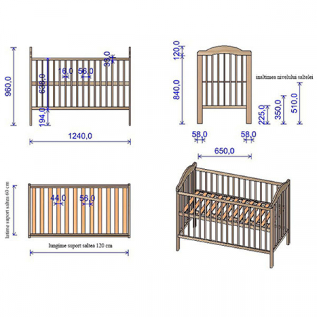 Patut copii din lemn Hubners Lizett 120x60 cm alb [1]