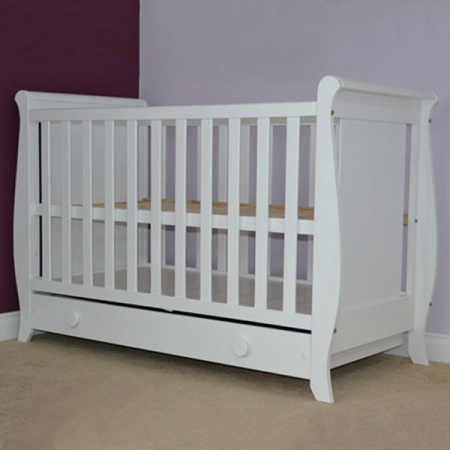 Patut copii din lemn Hubners Mira 120x60 cm alb cu sertar [1]