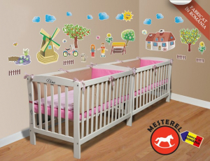 Patuturi lemn pana la 120 x 60 cm - Patut copii gemeni Mos Ene - Mesterel