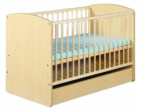 Patuturi lemn pana la 120 x 60 cm - Patut copii lemn cu sertar KAROLINA II Natur