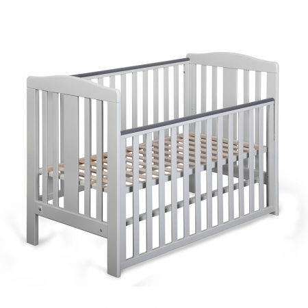 Patuturi copii - Patut cu laterala culisanta YappyQu din lemn de mesteacan, cu sina speciala pentru dentitie, Suport pentru saltea reglabil, YappyKids, 120x60 cm, Gri