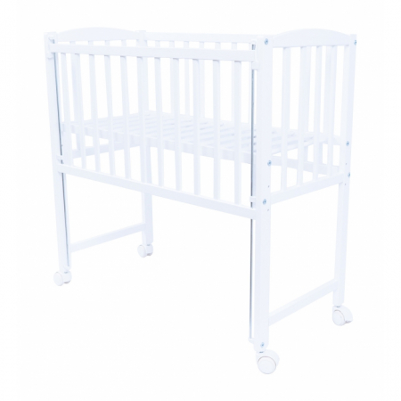 Patuturi lemn pana la 120 x 60 cm - Patut cu roti si laterala culisanta VESSANTI MINI - Alb