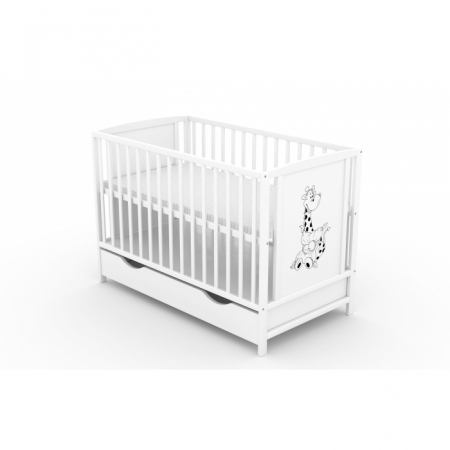 Patuturi lemn pana la 120 x 60 cm - Patut cu sertar VESSANTI BERTA GIRAFA - Alb