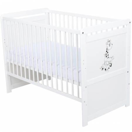 Patut din lemn Nadia II Girafa 120x60 cm multifunctional Alb - Babyneeds [1]