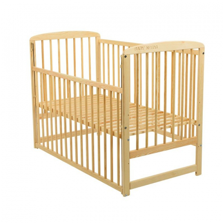 Patut din lemn Ola 120x60 cm cu laterala culisanta Natur BabyNeeds [3]
