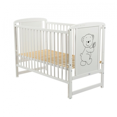 Patut din lemn Timmi 120x60 cm cu laterala culisanta Alb - BabyNeeds [4]