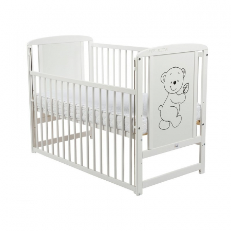 Patut din lemn Timmi 120x60 cm cu laterala culisanta Alb - BabyNeeds [0]