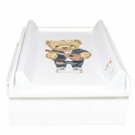 Patut din lemn Timmi Heart 120x60 cm, cu roti, din lemn de pin, MDF, Somiera reglabila, Alb - Qmini [17]