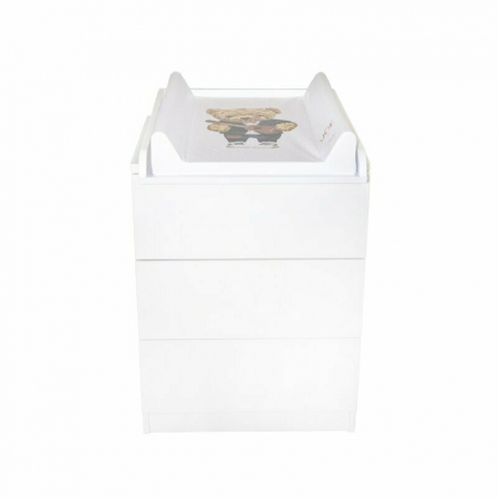 Patut din lemn Timmi Heart 120x60 cm, cu roti, din lemn de pin, MDF, Somiera reglabila, Alb - Qmini [16]