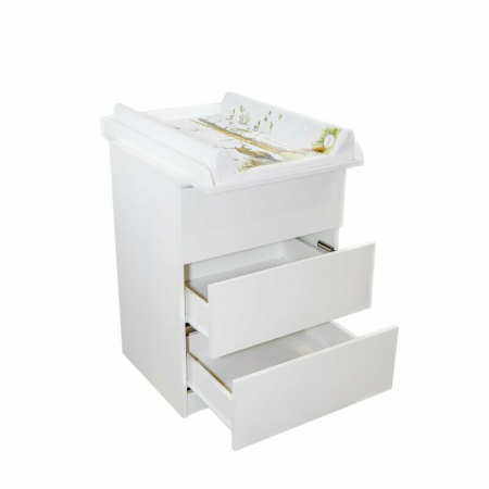 Patut din lemn Timmi Heart 120x60 cm, cu roti, din lemn de pin, MDF, Somiera reglabila, Alb - Qmini [21]