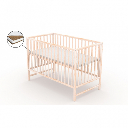 Patuturi lemn pana la 120 x 60 cm - Patut fara sertar VESSANTI Clasico Natur + Saltea Cocos 12 cm