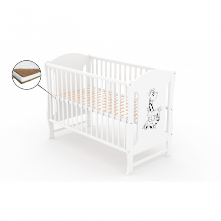 Patuturi lemn pana la 120 x 60 cm - Patut fara sertar VESSANTI Zuza Alb + Saltea Cocos 12 cm