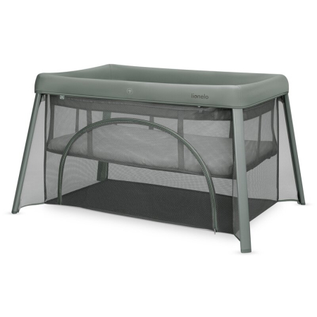 Patuturi pliabile si tarcuri de joaca - Patut multifunctional, Lionelo, Mila, 2 in 1, Saltea 4 cm cu spuma T25, 2 niveluri de inaltime, Pliere rapida, Intrare laterala, Geanta de transport inclusa, 0-36 luni, Pana la 15 kg, Verde