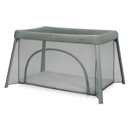 Patut multifunctional, Lionelo, Mila, 2 in 1, Saltea 4 cm cu spuma T25, 2 niveluri de inaltime, Pliere rapida, Intrare laterala, Geanta de transport inclusa, 0-36 luni, Pana la 15 kg, Verde [3]